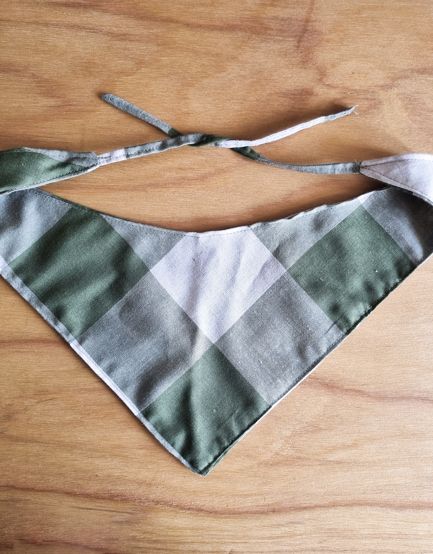 Green Gingham Dog Bandana